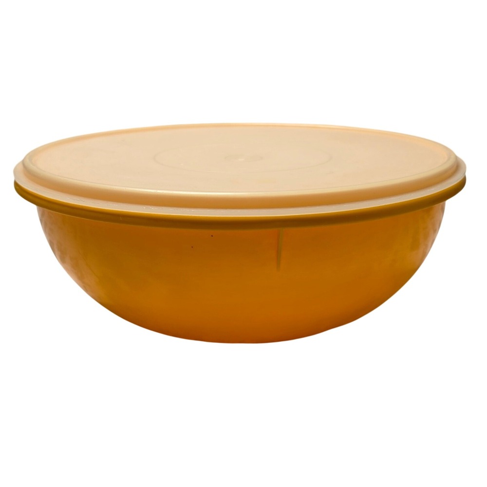 Vintage Tupperware Servalier Bowl 12 Inch Yellow Sunburst Lid 274-1 Large
